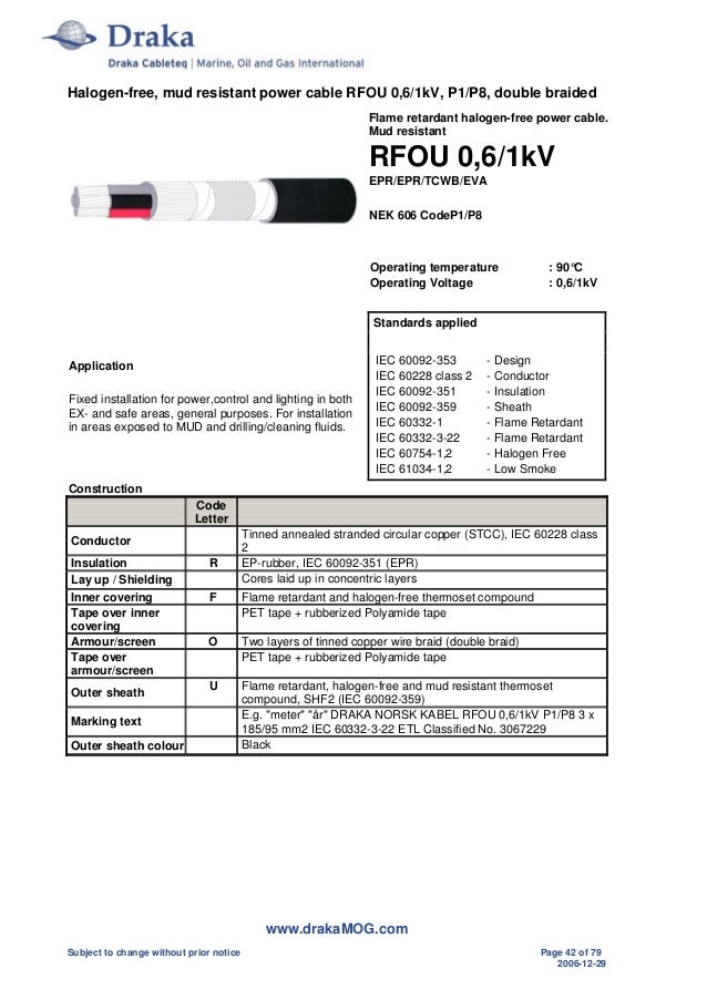 Prysmian Draka Cable Catalogue NEK606 BFOU RFOU