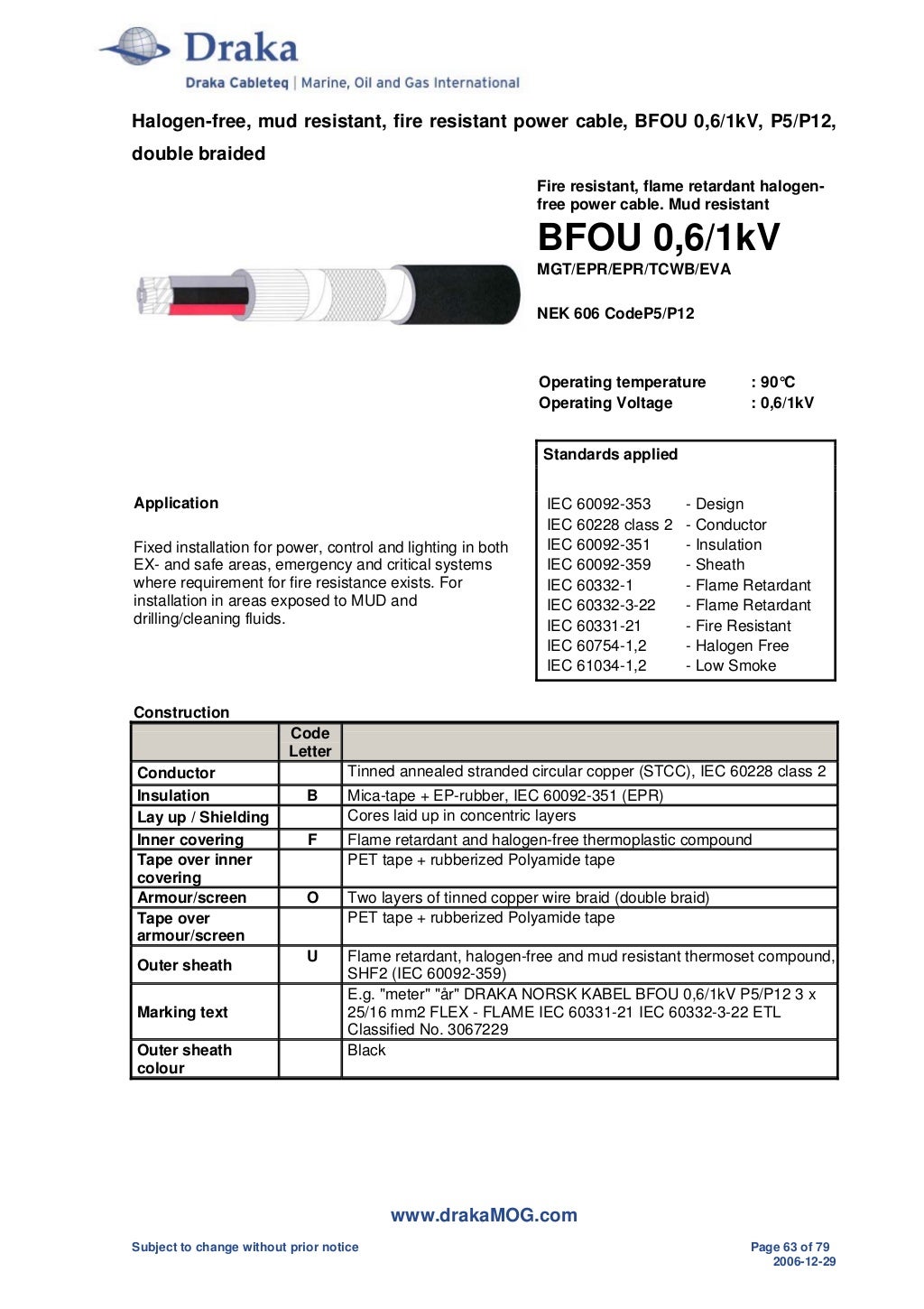 Prysmian Draka Cable Catalogue NEK606 BFOU RFOU