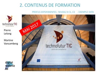 | |
Pierre
Lelong
Martine
Vancamberg
2. CONTENUS DE FORMATION
PROFILS EXPERIMENTES : NIVEAU X C1, C2 - EXEMPLE DATA
 