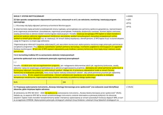 SEKCJA 7: SYSTEM INSTYTUCJONALNY
(2) Opis sposobu zaangażowania odpowiednich partnerów, wskazanych w art.5, we wdrażanie, monitoring i ewaluację program
operacyjnego.
(…) Kluczową rolę będą odgrywad partnerzy w Komitecie Monitorującym.
W skład Komitetu będą wchodzid przedstawiciele strony rządowej, samorządowej oraz partnerzy społeczno-gospodarczy, reprezentowani
przez organizacje pracownikow i pracodawcow, organizacje pozarządowe, środowiska akademicko-naukowe. Komitet będzie realizowad
zasadę partnerstwa w zakresie działao monitoringowo-ewaluacyjnych. Ponadto Instytucja Zarządzająca RPO będzie w stałym kontakcie z
partnerami podczas cyklicznie organizowanych konferencji, warsztatow, spotkao konsultacyjnych, konsultacji prowadzonych online,
spotkao w ramach grup roboczych (np. ds. ewaluacji). W ramach dobrej wspołpracy z Beneficjentami, IZ RPO będzie liczyd na konstruktywne
uwagi do Programu na etapie jego wdrażania.
Organizacja grup roboczych (zespołow zadaniowych), jest warunkiem koniecznym wykorzystania merytorycznego potencjału partnerow w
zarządzaniu programem. Przy większej częstotliwości spotkao partnerzy skorzystają z możliwości pogłębienia interesujących ich zagadnieo
(funkcja monitorująca). W tym celu IZ RPO zapewni odpowiednią pulę środkow z pomocy technicznej, ktore będą służyd realizacji zasady
partnerstwa.
7.2.3. Earmarking środków EFS na wzmacnianie zdolności instytucjonalnych
partnerów społecznych oraz na budowanie potencjału organizacji pozarządowych
(…)
Ponadto, w trakcie prac nad uszczegołowieniem programu, jak i redagowania dokumentow takich jak: regulaminy konkursow, zasady,
zalecenia i wytyczne wspierające projektodawcow w zakresie przygotowywania projektow, planowany jest udział partnerow społecznych w
formie grup roboczych, konsultacji czy nieformalnych spotkao. Dlatego też, IZ przeznaczy odpowiednie środki w ramach Pomocy
Technicznej na budowanie potencjału, ktory służyd będzie realizacji wskazanych założeo - aby udział partnerow przyniosł jak najbardziej
wymierne efekty. W celu zaopatrzenia podmiotow, z ktorymi zakładana jest wspołpraca przy wdrażaniu programu w niezbędne
kompetencje merytoryczne, organizowane będą szkolenia, warsztaty czy platformy dialogu społecznego.
++(KM4)
++(ZP)
+(PT2)
+(PT3)
RLKS 284
4.1 Propozycja wykorzystania instrumentu „Rozwoju lokalnego kierowanego przez społecznośd” oraz wskazanie zasad identyfikacji
obszarów, gdzie inicjatywa będzie wdrażana.
W odniesieniu do RPO WZ 2014 – 2020 nie wyklucza się zastosowania instrumentu „Rozwoj lokalny kierowany przez społecznośd” (RLKS).
Zakłada się, że wsparcie RPO WZ w ramach przedmiotowego instrumentu zostanie skierowane w pierwszej kolejności do obszarow
wiejskich i będzie miało charakter komplementarny wobec interwencji zaplanowanej w ramach pozostałych funduszy objętych WRS, w tym
w szczegolności EFRROW. Wykorzystanie potencjału istniejących Lokalnych Grup Działania i Lokalnych Grup Rybackich działających na
+/-(RLKS)
 
