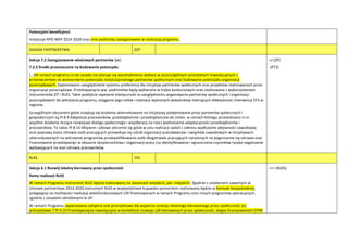 Potencjalni beneficjenci
Instytucje RPO WKP 2014-2020 oraz inne podmioty zaangażowane w realizację programu,
ZASADA PARTNERSTWA 207
Sekcja 7.2 Zaangażowanie właściwych partnerów (jw)
7.2.3 Środki przeznaczone na budowanie potencjału
(…)W ramach programu co do zasady nie planuje się wyodrębnienia alokacji w poszczególnych priorytetach inwestycyjnych z
przeznaczeniem na wzmocnienie potencjału instytucjonalnego partnerów społecznych oraz budowanie potencjału organizacji
pozarządowych. Zaplanowano uwzględnienie systemu preferencji dla inicjatyw partnerów społecznych oraz projektów realizowanych przez
organizacje pozarządowe. Przedsięwzięcia ww. podmiotów będą wybierane w trybie konkursowym oraz realizowane z wykorzystaniem
instrumentów ZIT i RLKS. Takie podejście zapewnie elastycznośd w uwzględnieniu angażowania partnerów społecznych i organizacji
pozarządowych do wdrażania programu, osiągania jego celów i realizacji wybranych wskaźników mierzących efektywnośd interwencji EFS w
regionie.
Szczególnymi obszarami gdzie znajdują się działania ukierunkowane na inicjatywy podejmowane przez partnerów społecznych i
gospodarczych są PI 8.9 Adaptacja pracowników, przedsiębiorstw i przedsiębiorców do zmian, w ramach którego przewidziano m.in.
wspólne działania służące rozwojowi dialogu społecznego i współpracy na rzecz podnoszenia adaptacyjności przedsiębiorstw i
pracowników. To także PI 8.10 Aktywne i zdrowe starzenie się gdzie w celu realizacji zadao z zakresu wydłużenie aktywności zawodowej
oraz poprawy stanu zdrowia osób pracujących przewiduje się udział organizacji pracodawców i związków zawodowych w inicjatywach
ukierunkowanych na wdrożenie programów przekwalifikowania osób długotrwale pracujących narażonych na pogorszenie się zdrowia oraz
Finansowanie przedsięwzięd w obszarze bezpieczeostwa i organizacji pracy czy identyfikowania i ograniczania czynników ryzyka negatywnie
wpływających na stan zdrowia pracowników.
+/-(ZP)
-(PT2)
RLKS 191
Sekcja 4.1 Rozwój lokalny kierowany przez społecznośd
Ramy realizacji RLKS
W ramach Programu instrument RLKS będzie realizowany na obszarach wiejskich, jak i miejskich. Zgodnie z ustaleniami zawartymi w
Umowie partnerstwa 2014-2020 instrument RLKS w województwie kujawsko-pomorskim realizowany będzie w formule bezpośredniej,
polegającej na możliwości realizacji wielofunduszowych LSR finansowanych w ramach Programu oraz innych programów operacyjnych,
zgodnie z zasadami określonymi w UP.
W ramach Programu zaplanowano odrębne osie priorytetowe dla wsparcia rozwoju lokalnego kierowanego przez społecznośd (oś
priorytetowa 7 PI 9.10 Przedsięwzięcia inwestycyjne w kontekście rozwoju LSR kierowanych przez społecznośd, objęta finansowaniem EFRR
+++ (RLKS)
 