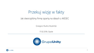 1
Przekuj wizję w fakty
Grzegorz Rudno-Rudziński
17.02.2018, Opole
Jak stworzyliśmy firmę opartą na ideach z AIESEC
 