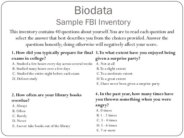 biodata or bio data