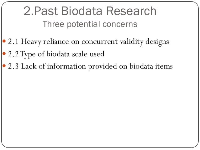 the use of biodata for employee selection past research and future i types of bio data