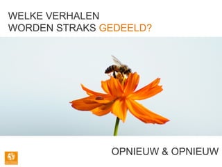 WELKE VERHALEN
WORDEN STRAKS GEDEELD?
OPNIEUW & OPNIEUW
 