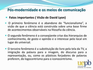 Pós-modernidade e os meios de comunicaçãoJürgen HabermasNasceu na cidade Düsseldorf, 18de junho 1929. Licenciou-se em 1954 na Universidade de Bonn, com uma tese sobre Schelling (1775-1854), intitulada O Absoluto e a História.