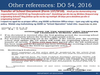 DEPARTMENT OF EDUCATION
Other references: DO 54, 2016
81
 