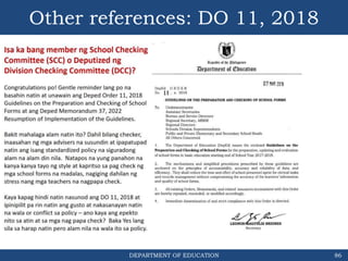 DEPARTMENT OF EDUCATION 86
Other references: DO 11, 2018
 