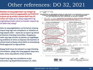 DEPARTMENT OF EDUCATION 89
Other references: DO 32, 2021
 