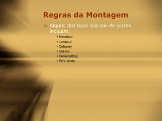 Regras da MontagemA edição serve a diversas funções:manipulação do tempo; 