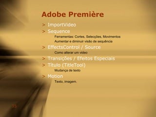 Algumas Regras da Montagem8) Nenhum corte pode ir contra a regra dos 180º.9) Após o corte, a linha de olhares tem que se manter correcta.10) Após o corte, o sentido de direcção tem que se manter.11) Em nenhum caso se deve cortar entre câmaras que ofereçam praticamente o mesmo enquadramento (regra dos 30º).12) Ao cortar durante um conversa telefónica entre dois actores, deve proceder-se de modo a que um deles pareça olhar para a direita do ecrã e o outro para a esquerda, como se estivessem virados um para o outro.13) Uma cortina é entendida como uma mudança de cena.14) Um encadeado é entendido como uma passagem de tempo (excepto nos musicais e vídeo-clips onde se lê como efeito estético-formal).15) Quando surge um assunto totalmente novo, só alguns segundos depois o espectador tem a sua atenção total concentrada nele. Por isso, o novo assunto deve surgir em plano geral fixo.