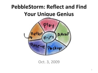 PebbleStorm: Reflect and Find Your Unique Genius Oct. 3, 2009 