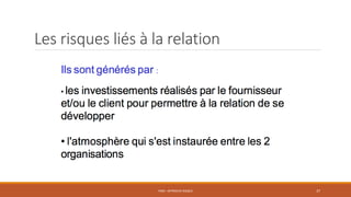 Les risques liés à la relation
PS06 - APPROCHE RISQUE 37
 