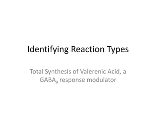 Identifying Reaction Types Total Synthesis of Valerenic Acid, a GABAA response modulator 