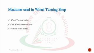 Machines used in Wheel Turning Shop
 Wheel Turning Lathe
 CNC Wheel press machine
 Vertical Turret Lathe.
JK Lakshmipat University
 