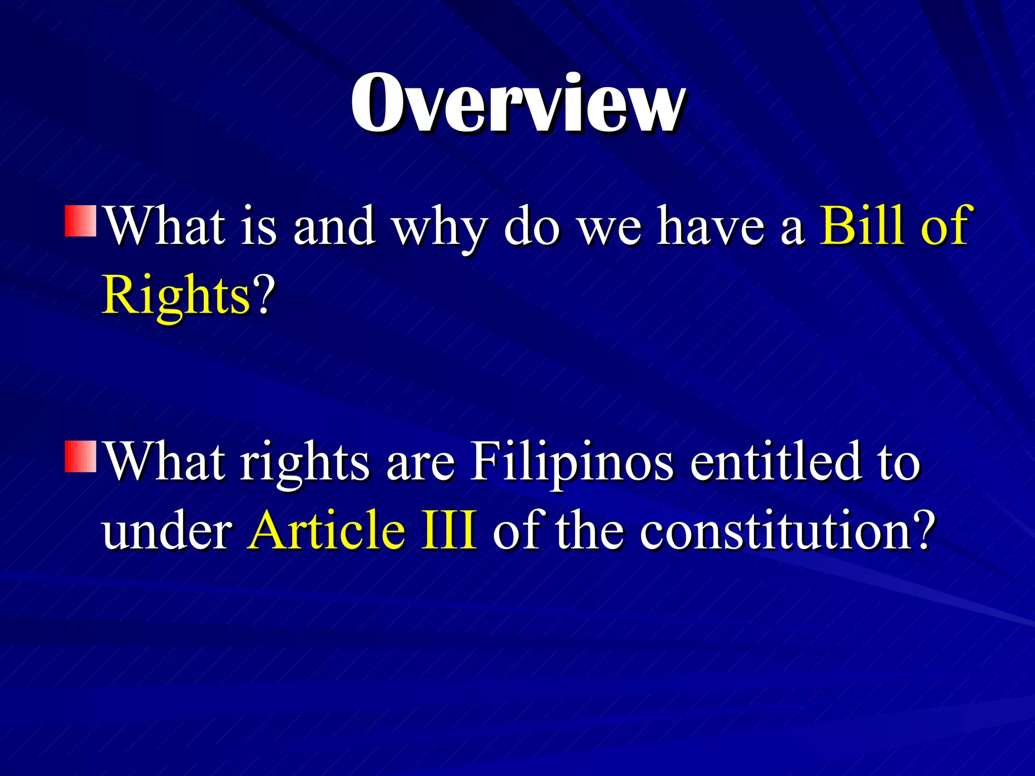 The Philippine Bill of Rights: Civil Rights | PPT