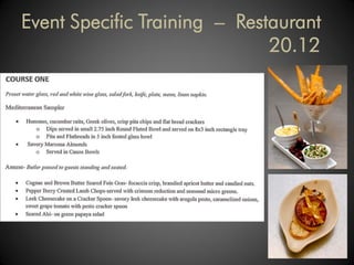 Event Specific Training – Restaurant
                              20.12
 