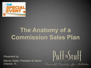 The Anatomy of a
      Commission Sales Plan

Presented by:
Warren Dietel, President & Owner
Orlando, FL
 