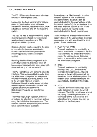 ASL Intercom PS155 | PDF