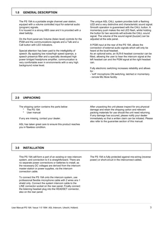 ASL Intercom PS19A | PDF