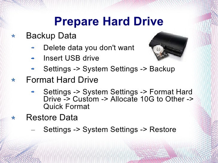 ps3 linux quick format vs full format ps3