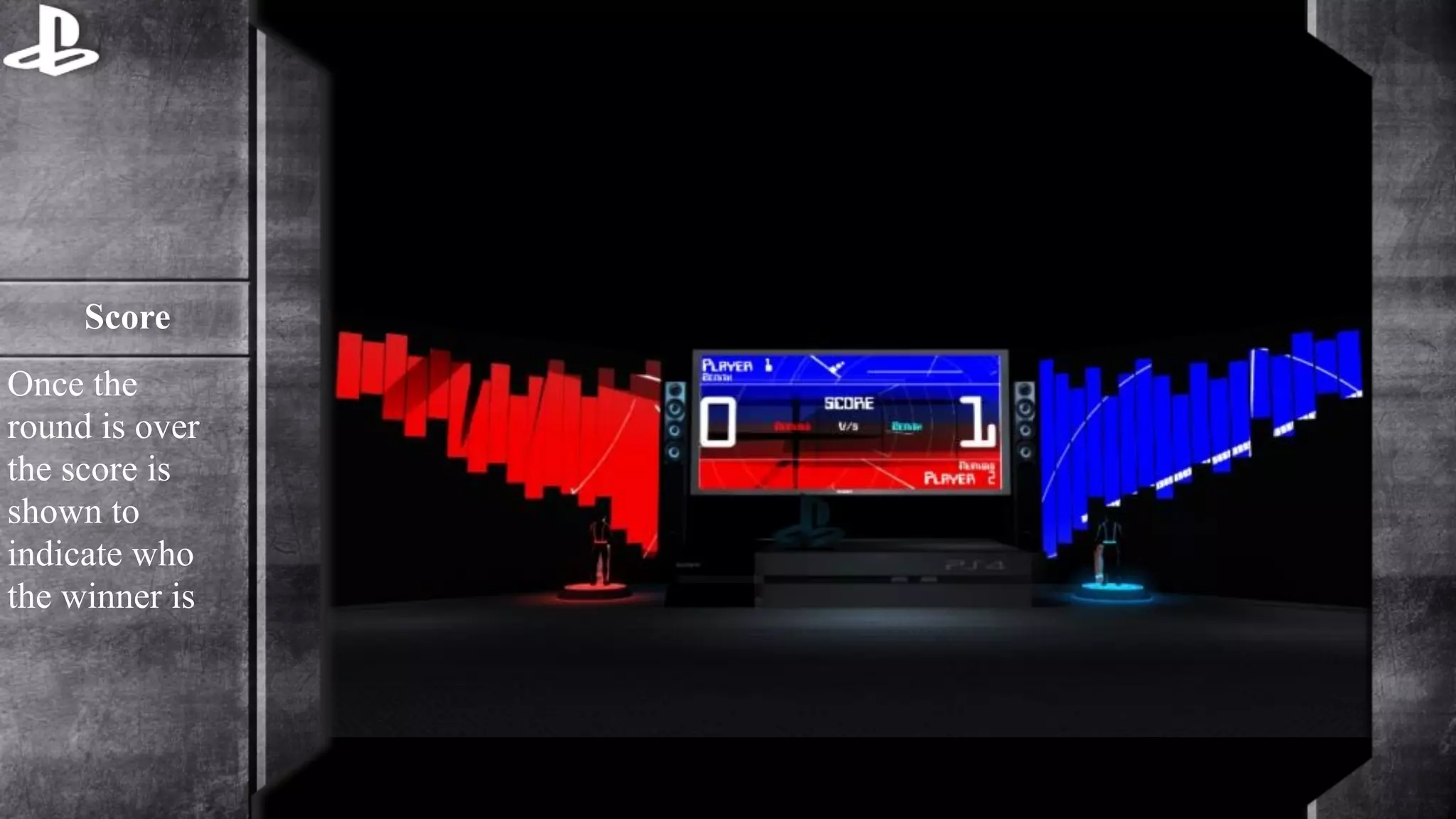Score 
Once the 
round is over 
the score is 
shown to 
indicate who 
the winner is 
 