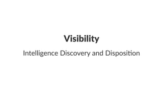 Visibility 
Intelligence)Discovery)and)Disposi3on 
 