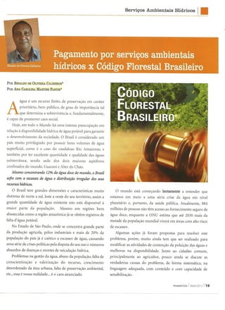Pagamento por serviços ambientais hídricos X Código Florestal Brasileiro