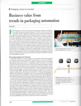Article in PSA on trends in packaging automation 