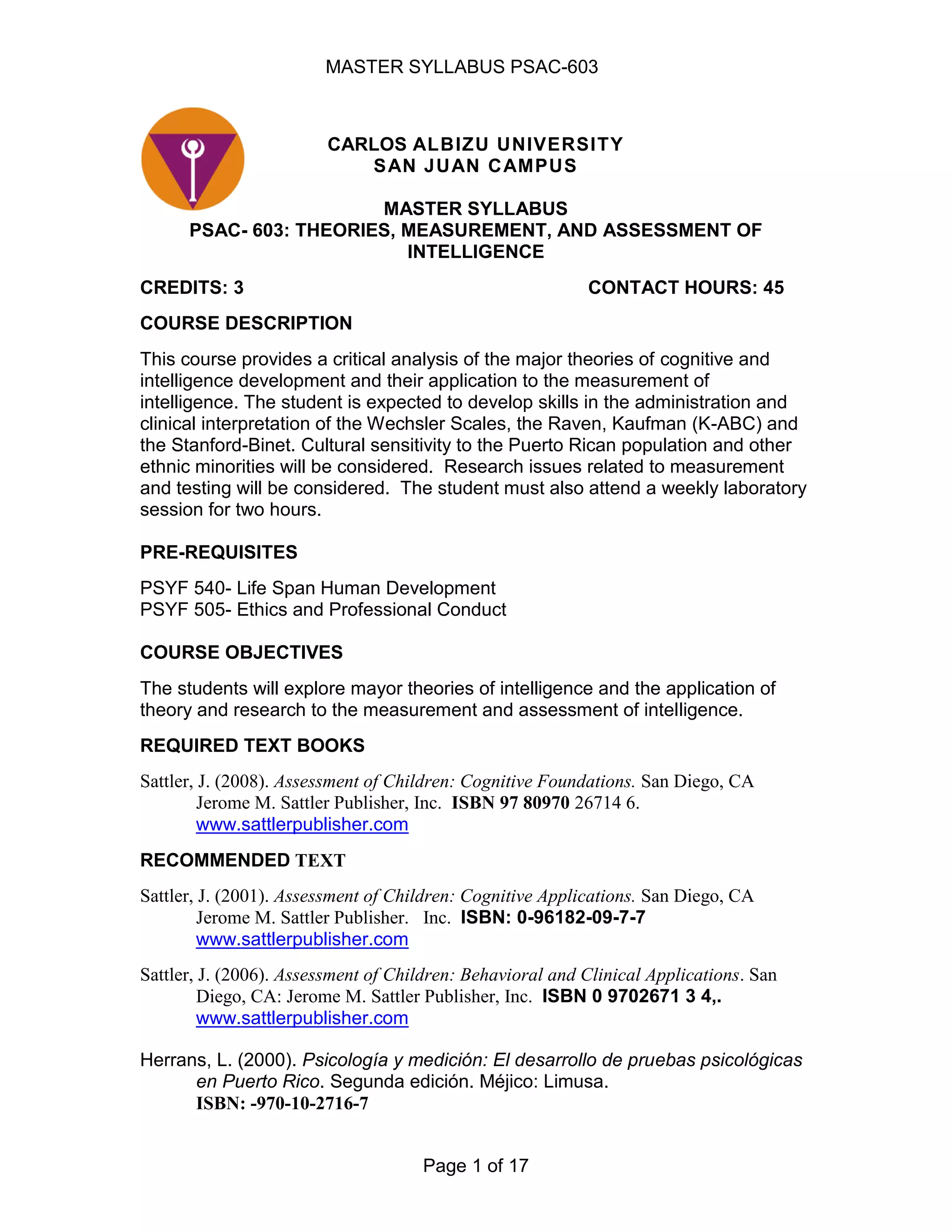 Psac 603 assessment of intelligence | DOCX