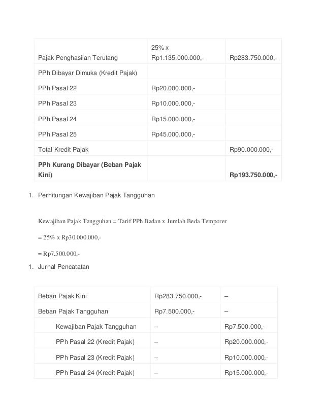 Contoh Soal Pajak Tangguhan Dan Jawabannya Berbagi Contoh Soal