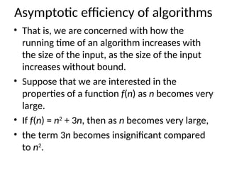 Algorithm Increasers Asymptotic efficiency of algorithms - Asymptotically equivalent | PPT
