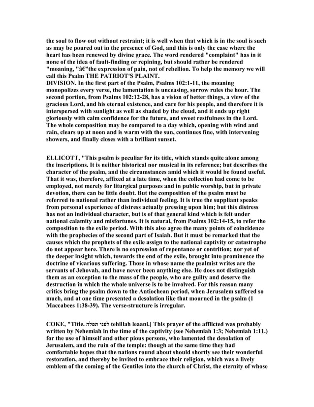 Psalm 102 Commentary PDF Psalm 102 commentary pdf