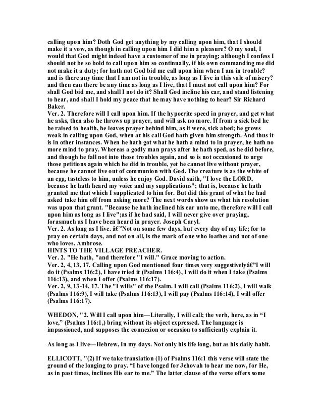 Psalm 116 Commentary Psalm 116 Commentary