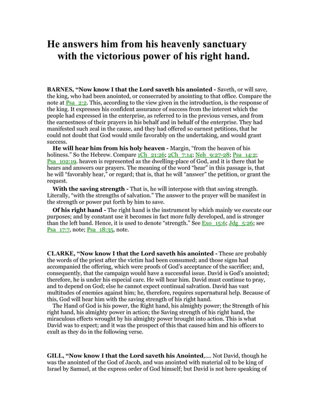 Psalm 20 Commentary Psalm 20 Commentary
