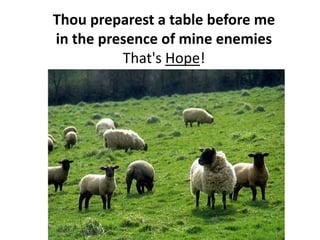 Thou preparest a table before me in the presence of mine enemies… That's Hope!