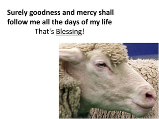 Surely goodness and mercy shall follow me all the days of my life… That's Blessing!