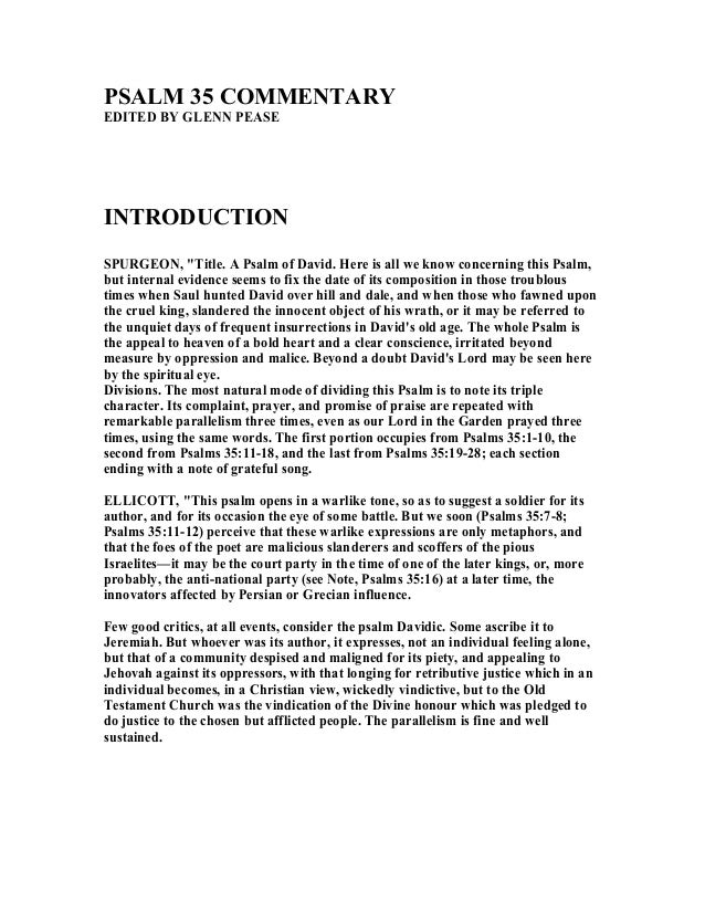 Psalm 35 Commentary Psalm 35 Commentary
