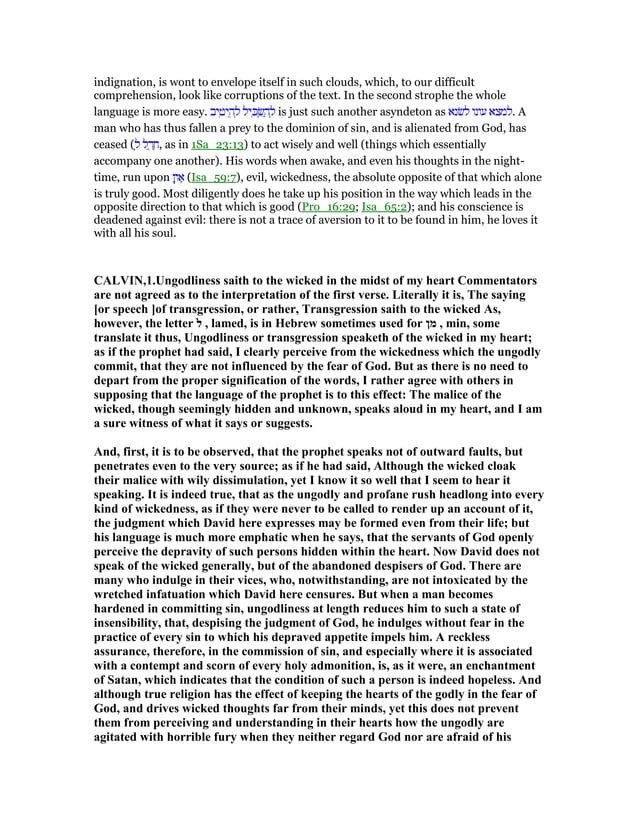 Psalm 36 Commentary Psalm 36 Commentary