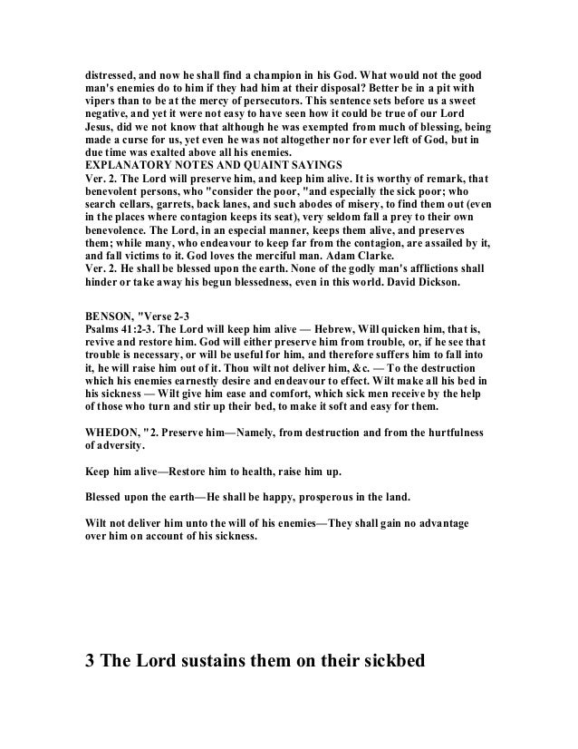 Psalm 41 Commentary Psalm 41 Commentary