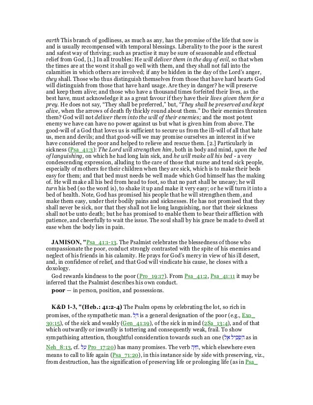 Psalm 41 Commentary Psalm 41 Commentary