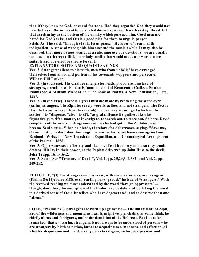 Psalm 54 Commentary Psalm 54 Commentary