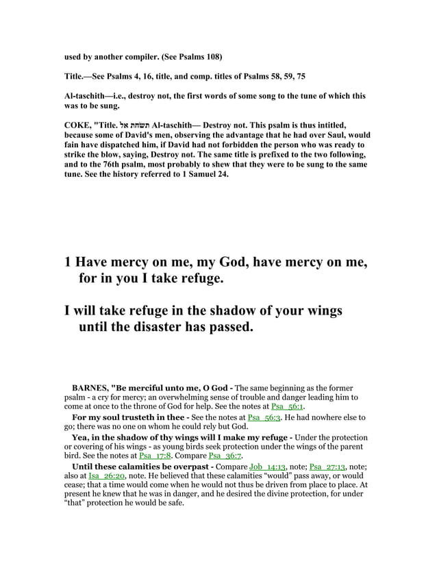 Psalm 57 Commentary Psalm 57 Commentary