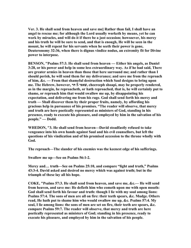 Psalm 57 Commentary PDF Christianity Religion Spirituality Psalm 57 commentary pdf christianity religion spirituality
