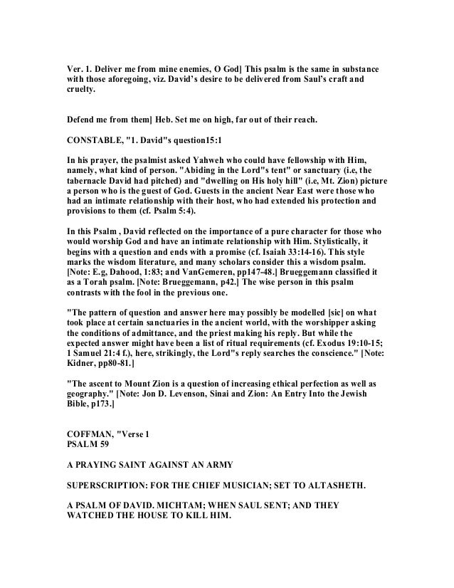 Psalm 59 Commentary Psalm 59 Commentary
