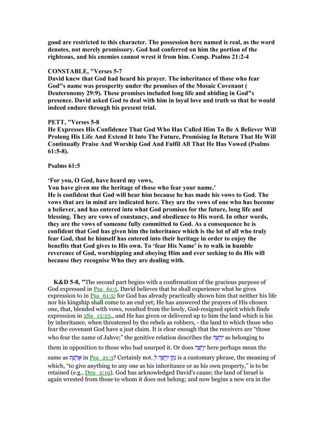 Psalm 61 Commentary PDF Psalm 61 Commentary PDF