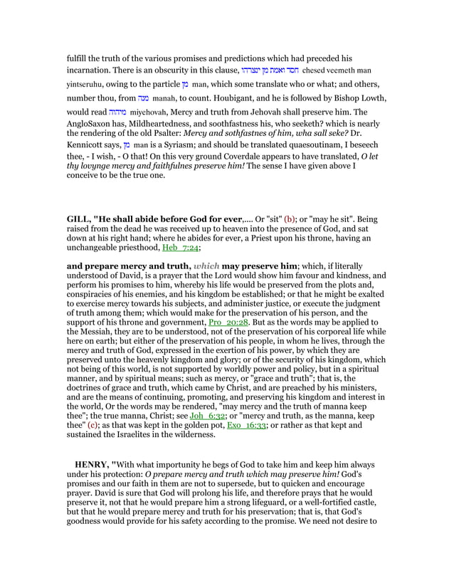 Psalm 61 Commentary Psalm 61 Commentary