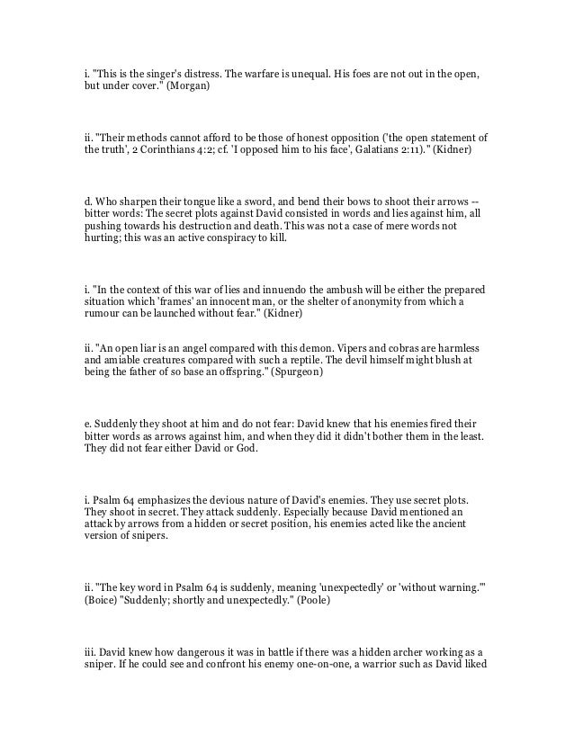 Psalm 64 Commentary Psalm 64 Commentary