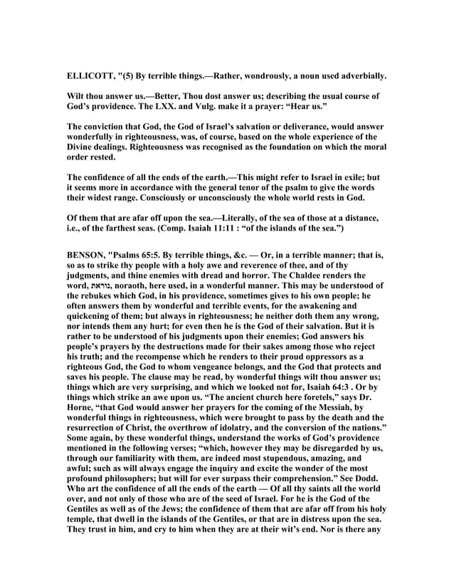 Psalm 65 Commentary Psalm 65 Commentary