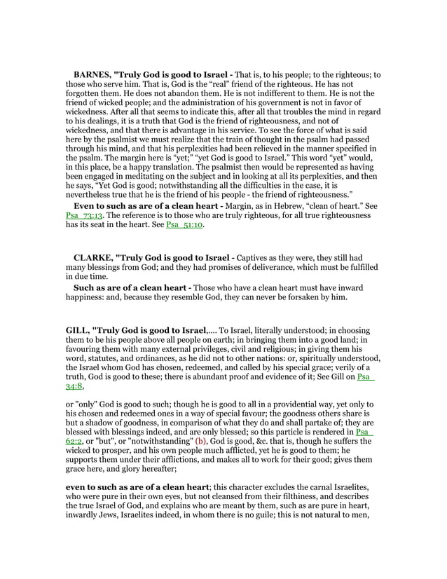 Psalm 73 Commentary Psalm 73 Commentary
